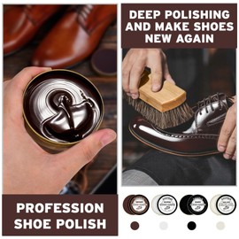 SelfTek Shoe Shine Kit - 15 PCS Shoe Polish Kit, Leather Boot Care Kit with Horsehair Brush and More with Portable Travel Case for Gentle Care Cleaning, Birthday Gifts for Men