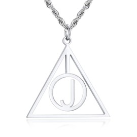 Hisatan Initial Necklace for Men, A-Z Letter Pendant Necklaces Silver Mens Stainless Steel Monogram Alhpabets Charm Gifts Jewelry, 24 inch Box Chain, Medium, Stainless Steel, No Gemstone