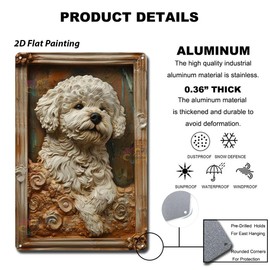Soulpons - Letrero decorativo de estaño, arte de arcilla de bichon frise, enmarcado para entusiastas de Bichon Frise, decoración del hogar con temática francesa y espacios minoristas aptos para