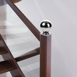 HOMSFOU 3pcs Stainless Steel Handrail End Caps, 80mm Ball Top Cover Finial Banister Balls Post Cover Caps for Stair Newel, Fence Post, Gate Railing, Stylish Silver Accessory for Indoor and Outdoor Use