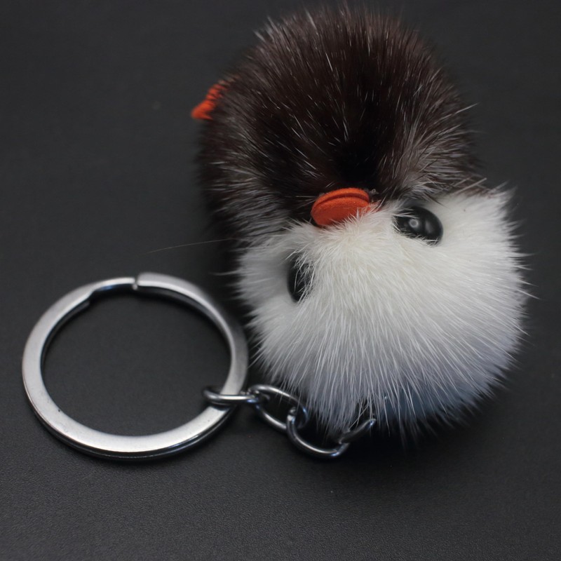 Adorable Genuine Mink Fur Duckling Keychain - Ethically Sourced, Available