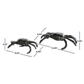 Deco 79 Aluminum Metal Crab Decorative Sculpture Home Decor Statues, Set of 2 Accent Figurines 13", 9"W, Black