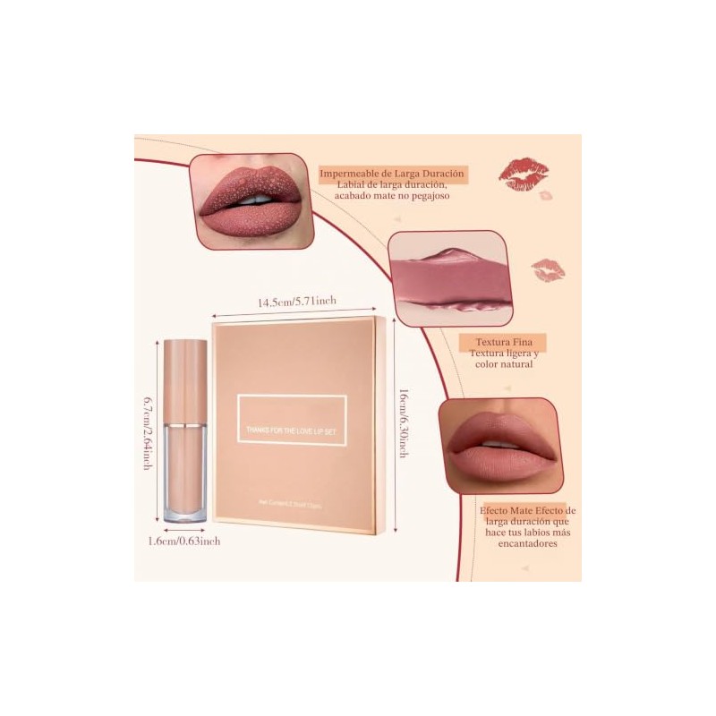 12 Piezas Kit Lápiz Labial, Brillo de Labios Líquido Mate