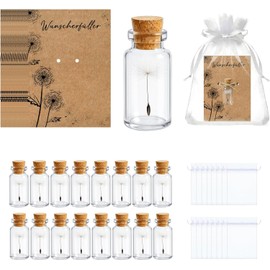 XineYuor 16 Set Pusteblume im Glas Echtes,Kleiner Wunscherfüller,Mullbeutel Grußkarte Hanfseil-Glücksbringer,Dankeschön Geschenk Kleine Aufmerksamkeit Mitgebsel zu Geburtstag Hochzeit (16)