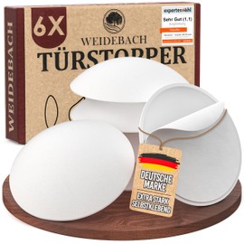 Weidebach WEIDEBACH? 6x dezente Trstopper Wand, wei?e Trpuffer, 40x9 mm Trstopper Wand selbstklebend, Elastikpuffer fr jede Oberfl?che, Gummistopper, Trpuffer Wand, Puffer