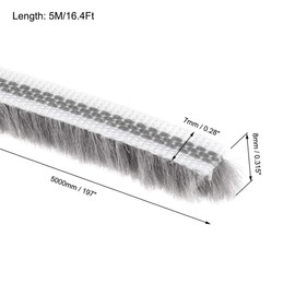 sourcing map Brush Weather Stripping, 5M/16.4Ft Card-Slot Seal Strip Pile Weatherstrip Sweep Elastic Brush for Door Window, 7x8mm/WxH
