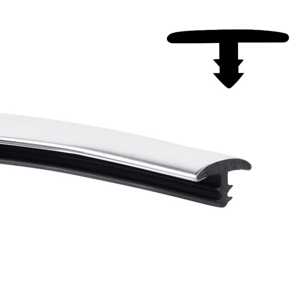 13Foot T-Molding Chrome Trim Moulding 1/2in(12mm) Wide Polyethylene Center Barb