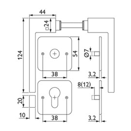 FELGNER Parma Handle Set for Profile Cylinder | High Quality Modern Square Door Fitting - Door Handles Door Handles for Interior Doors Room Doors with Rosettes | Matte Stainless Steel