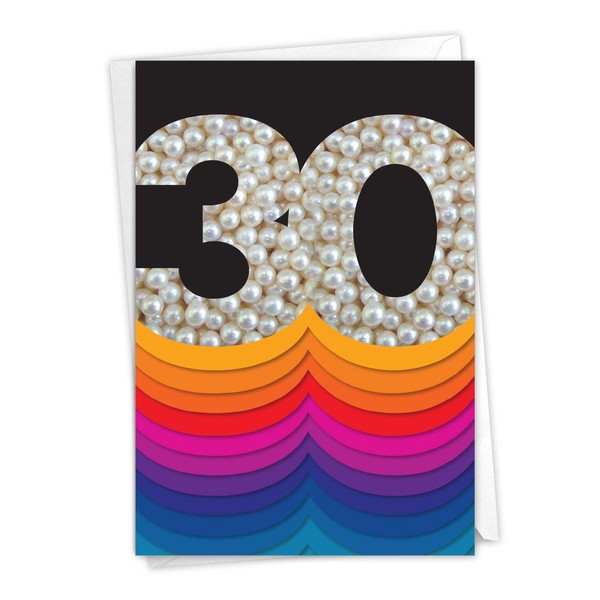 The Best Card Company - 30th Happy Anniversary Greeting Card with Envelope - 30 Years of Marriage, Anniversary Notecard (Not Layered, Sparkled, or Foil) - Bold Milestones 30 C6110AMAG