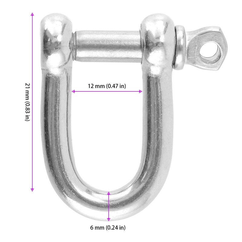 KEILEOHO Pack of 20 Shackles D-Shape M6, Shackle 6 mm