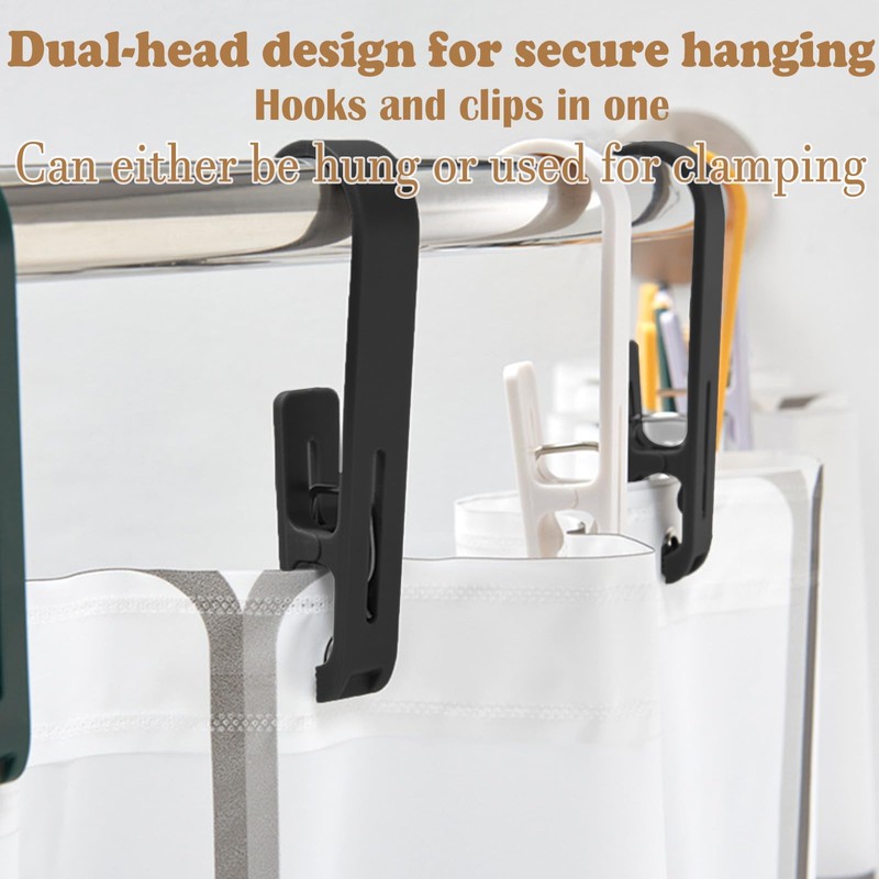 Realand 10pcs Large Clothes Pins with Hooks - Sturdy Laundry