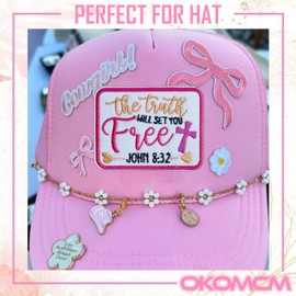 OKOMCM John 8:32 The Truth Will Set You Free 3'' Iron On Embroidered Patch, Cross DIY Sew On Patches, Faith God Lovers Embroidered Patches for Clothes Backpacks Hats Denim, Bible Gift for Christian