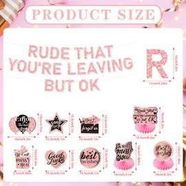 Refavor Going Away Party Decorations - RUDE THAT YOU'RE LEAVING BUT OK Banner Decorations Rose Goodbye Farewell Party Decorations for Coworkers We Will Miss You Decorations Office Leaving Party Decor