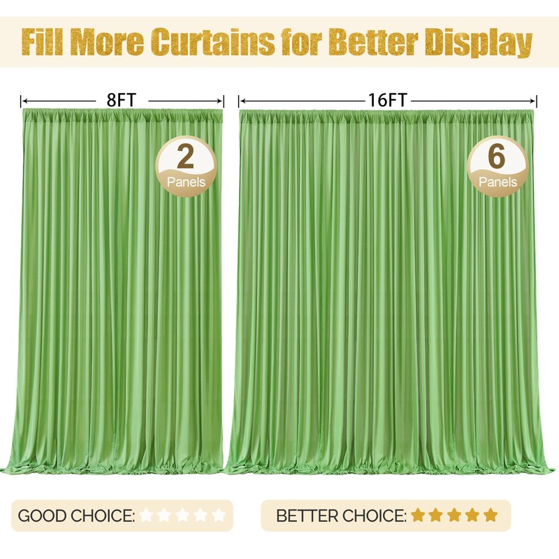 Sage Green Backdrop Curtain for Parties Wedding,4 Packs Wrinkle Free