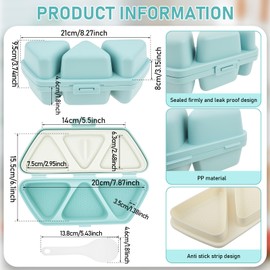 6 in 1 Onigiri Mold Triangle Sushi Mold Non-Stick Rice Ball Mould Multifunctional Onigiri Maker Rice Ball Box for Making and Storing Sushi(Wathet)