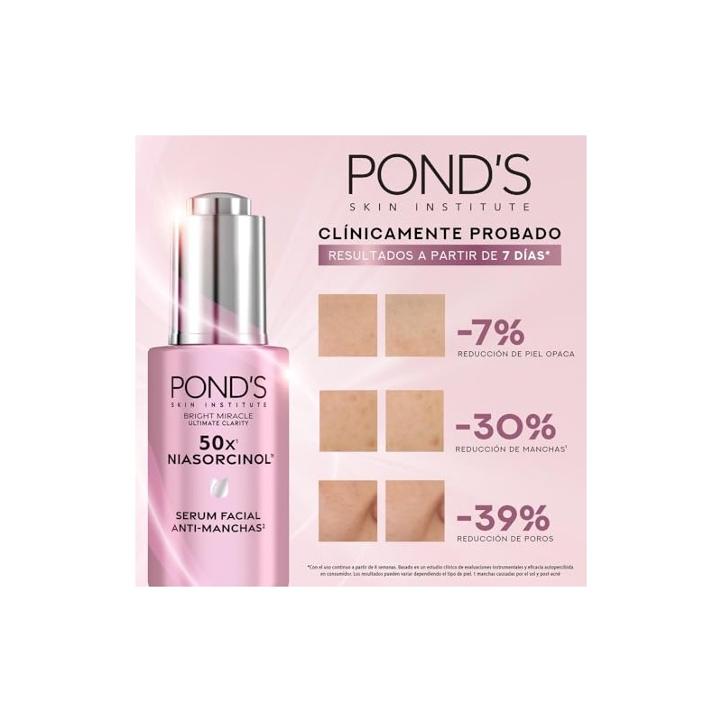 POND'S Sérum Facial 50x Bright Miracle con Niasorcinol Anti-manchas, 30gr