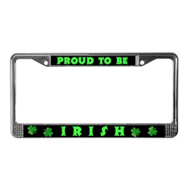CafePress Proud to Be Irish License Plate Frame Chrome License Plate Frame, License Tag Holder