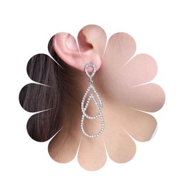 Iaceble Boho Rhinestone Teardrop Dangle Earrings Silver Cz Teardrop Stud Earrings Crystal Teardrop Earrings Hollow Waterdrop Earrings Cz Oval Earrings Jewelry for Women