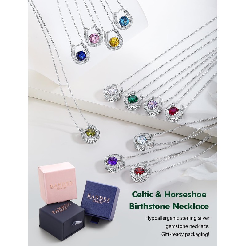 RANDES Alexandrite Horse Shoe Pendant Birthstone Jewelry for Women Sterling