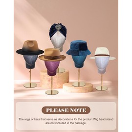 TINGSING Female Mannequin Head Stand, Velvet Pinnable Manikin Wig Head Stand Holder, Hat Display Stand with Retractable Metal Base 18-24 Inches, for Hat Wig Jewelry Clothing Fabric Model, Flesh Color