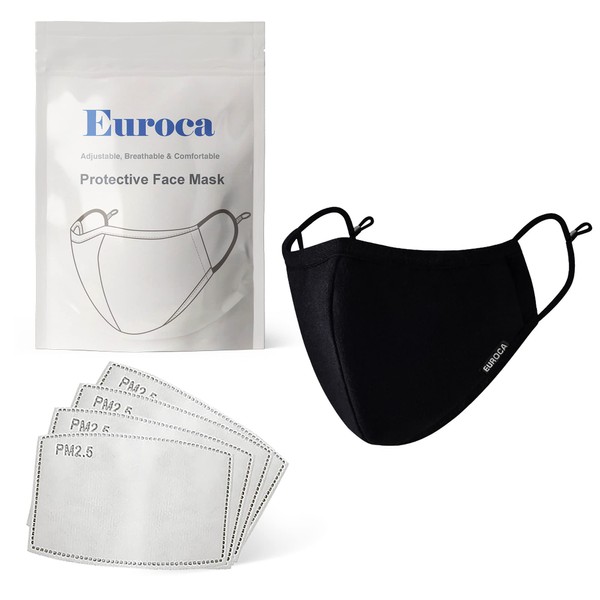 Euroca - Cloth Face Mask, 3 Layers Cotton Face Masks,