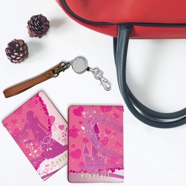 [Pretimo] Rapunzel Princess Character Bi-Fold Reel Strap Pass Case, Rapunzel Silhouette Pink