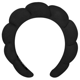 Zkptops Spa Headband for Washing Face Sponge Makeup Skincare Headband Bubble Soft Hairband for Women Girls Fashion Hair Hoop Mother’s Day Gifts Puffy Headwear Non Slip Thick Thin Hair Accessory(Black)