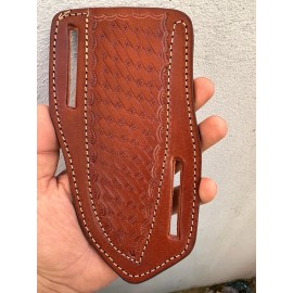 Leather Sheath Brown Leather Knife Sheath Pancake  Fixed Blade Knife Belt Sheath Handmade