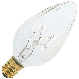 Satco S3360 120V Candelabra Base 15-Watt F10 Flame Bulb, Clear
