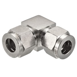 sourcing map Compression Tube Fitting 3/8" to 3/8" OD Tube 304 Stainless Steel Union Elbow 90 Degree Double Ferrule Coupling Connector