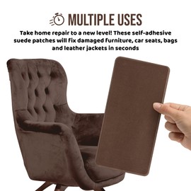 Instant MastaPlasta Suede Premium Repair Patch - Gray Suede - 8in x 4in (20cm x 10cm) -Self-Adhesive Suede Upholstery-Quality Patches for Sofas, Car Interiors, Bags, Shoes & More