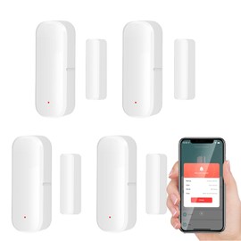 Smart WiFi Sensor for Doors and Windows, Alarm for Doors and Windows, Smart Door and Window Contact Sensor for Home Security, Compatible with Alexa, Pack of 4