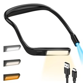 Upgraded 2-in-1 Neck Reading Light with Smart Sensor, 10-80Hrs Lasting Rechargeable Neck Light, Eye-Friendly Book Light for Reading in Bed, Knitting, Camping, Repairing, Book Lovers Gifts