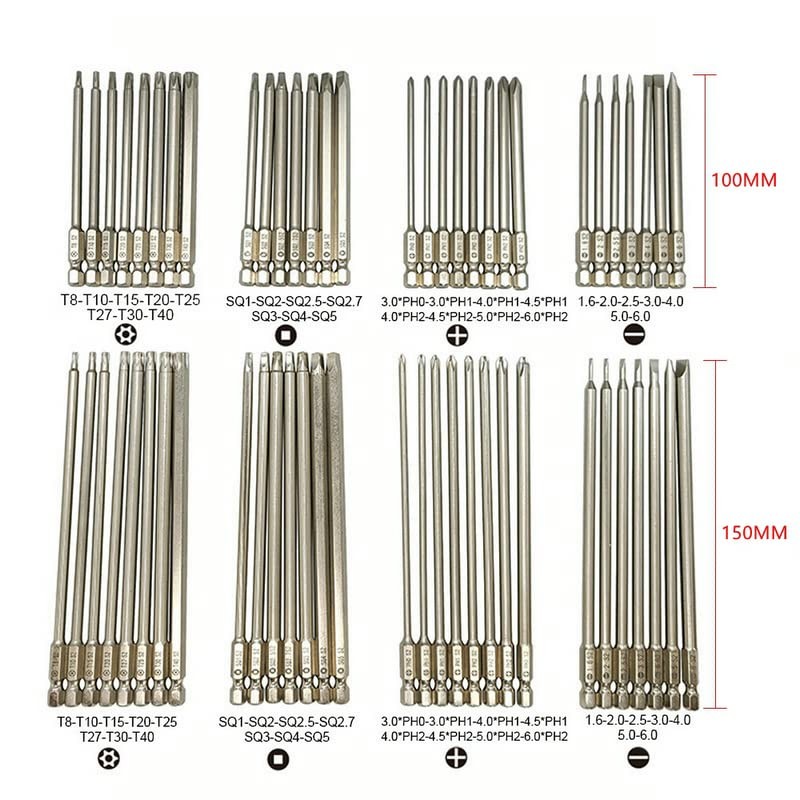 30 Pieces/Set Extra Long 100/150 mm S2 Steel Magnetic Screwdriver