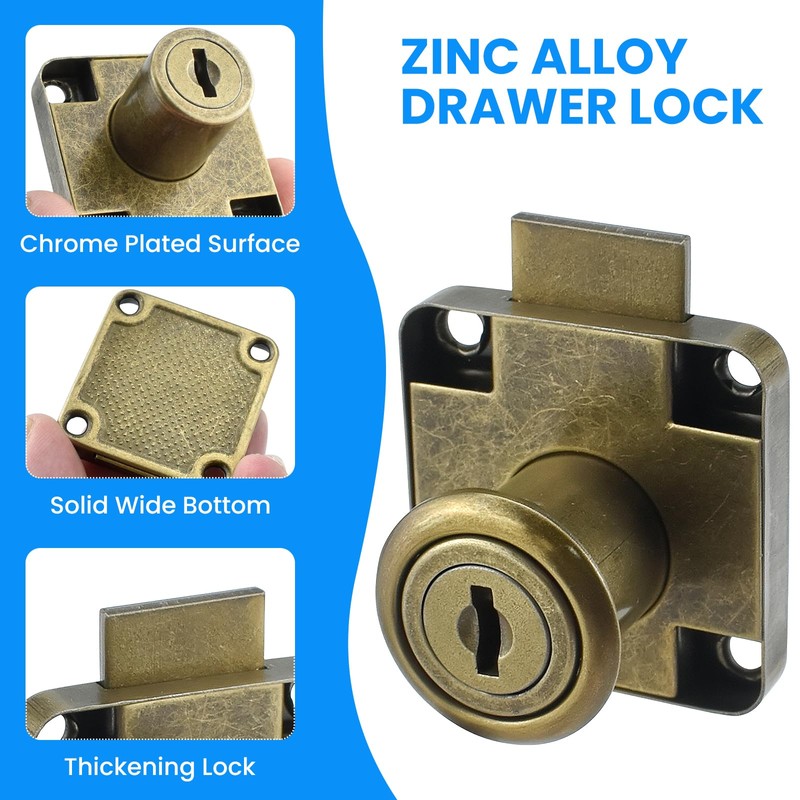SDTC Tech Drawer Lock with Keys and Matching Screws Antique