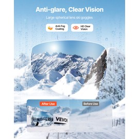 VEVOR Frameless Ski Goggles, Spherical Lens with Pink Revo Coating, OTG Anti fog Snow Goggles for Men Women Youth, TPU Frame & Ventilation Structure, Suitable for Skiing, Skating, Snowboarding
