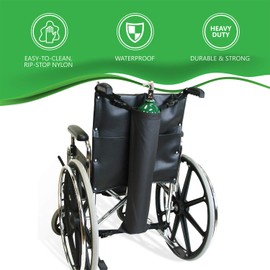 NYOrtho Oxygen Tank Holder for Wheelchair - Bariatric Size - D & E Cylinder Carrier Bag with Adjustable Straps - Heavy Duty, Waterproof, Easy to Clean Oxygen Accessory - Made in USA (22"-26")