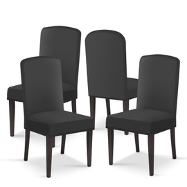GLGHMH 4 Pack Premium Dining Chair Covers, Black Stretch Removable Washable Seat Covers, Stretch Dining Chair Slipcovers for Dining Room Restaurant Hotel Banquet Party