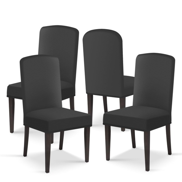 GLGHMH 4 Pack Premium Dining Chair Covers, Black Stretch Removable