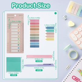 moinkerin Pack of 900 Sticky Notes with 12 Pastel Highlighters and 6 Aesthetic Gel Pens for Bookmarks, Study, Office, School Planner Memo