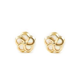 Women's & Children's Flower Stud Earrings 9 Carat (375) Yellow Gold Gift Box, Yellow Gold, No Gemstone