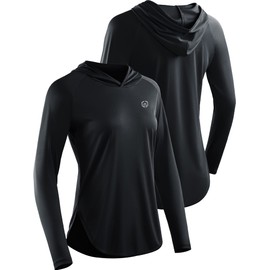 NELEUS Women's Sun Protection Running Shirts Workout Athletic Long Sleeves Shirts with Hoods,8090,Black/Black/Black,3 Pack,XX-Large