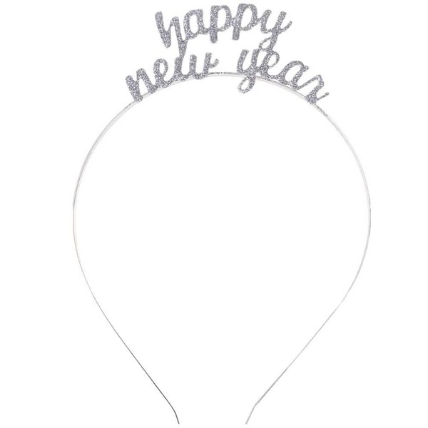 YRDQNCraft Happy New Year Headband ,Rhinestone New Year Headband Silver,New Year Eve Party Supplies Favors