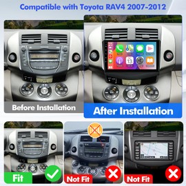 2+32G Android 10 Double Din Car Stereo for Toyota RAV4 2006 2007 2008 2009 2010 2011 2012 with 9-Inch Touchscreen Radio Built-in Wireless Carplay/Android Auto/GPS/Bluetooth/FM/Backup Camera
