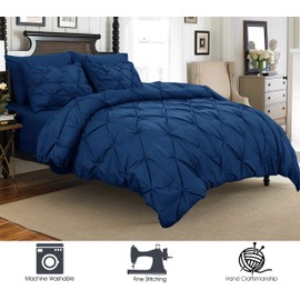 Elegant Comfort 3 Piece Pinch-Pleated Button Closure, Wrinkle-Resistant Ultra-Soft Microfiber Duvet Cover Set, Luxurious Pintuck Décor, King/California King, Old Navy