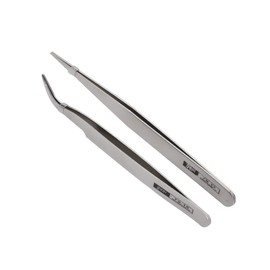 DIY 2 Pieces Precision Tweezers Stainless Steel Pointed and Cranked for Jewellery Making Bead Weaving