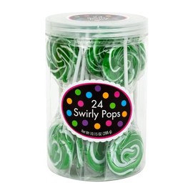 Bayside Candy Swirly Pops – Assorted Colorful Lollipops with Fruity Flavors – Individually Wrapped Twisted Suckers (Green Green Apple (24ct 10.15 OZ TUB))