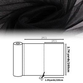 1 Meters Polyester Net Mesh Fabric 160CM Wide Bridal Mesh Veil Material Black Netting Fabric for Sewing,Crafting