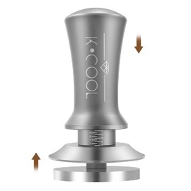 K COOL Espresso Tamper, Coffee Tamper, Premium Barista Tools Tamper with Calibrated Spring 30lb, 100% Stainless Steel Flat Base Tamper with Scale Mark for Espresso Coffee Machine (53mm, Silver)
