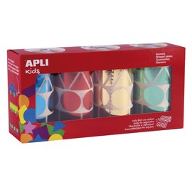 APLI Kids 19191 - Pack of 4 Metal Geometric Wheels 27mm Blue Red Yellow Green